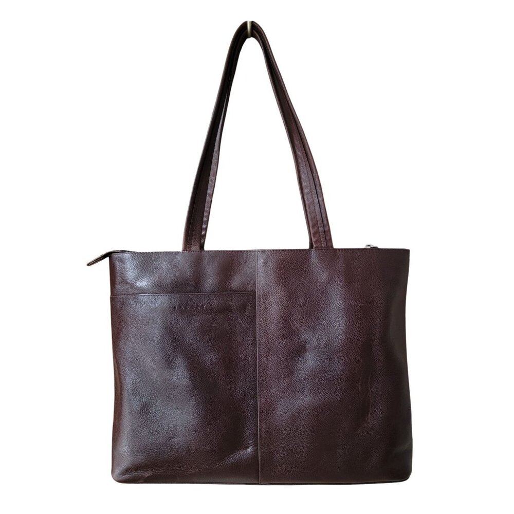 Radley London Brown Leather Tote Bag With Dog Tag Accent - Picture 2 of 11